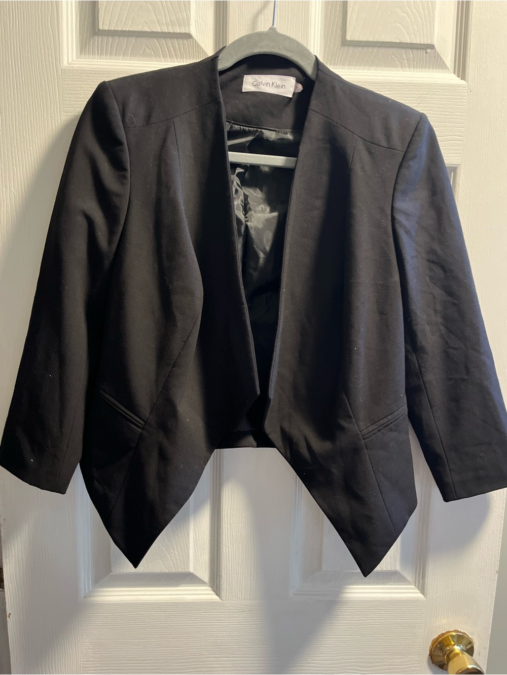 Calvin Klein Black Womens Open-Front Blazer Jacket